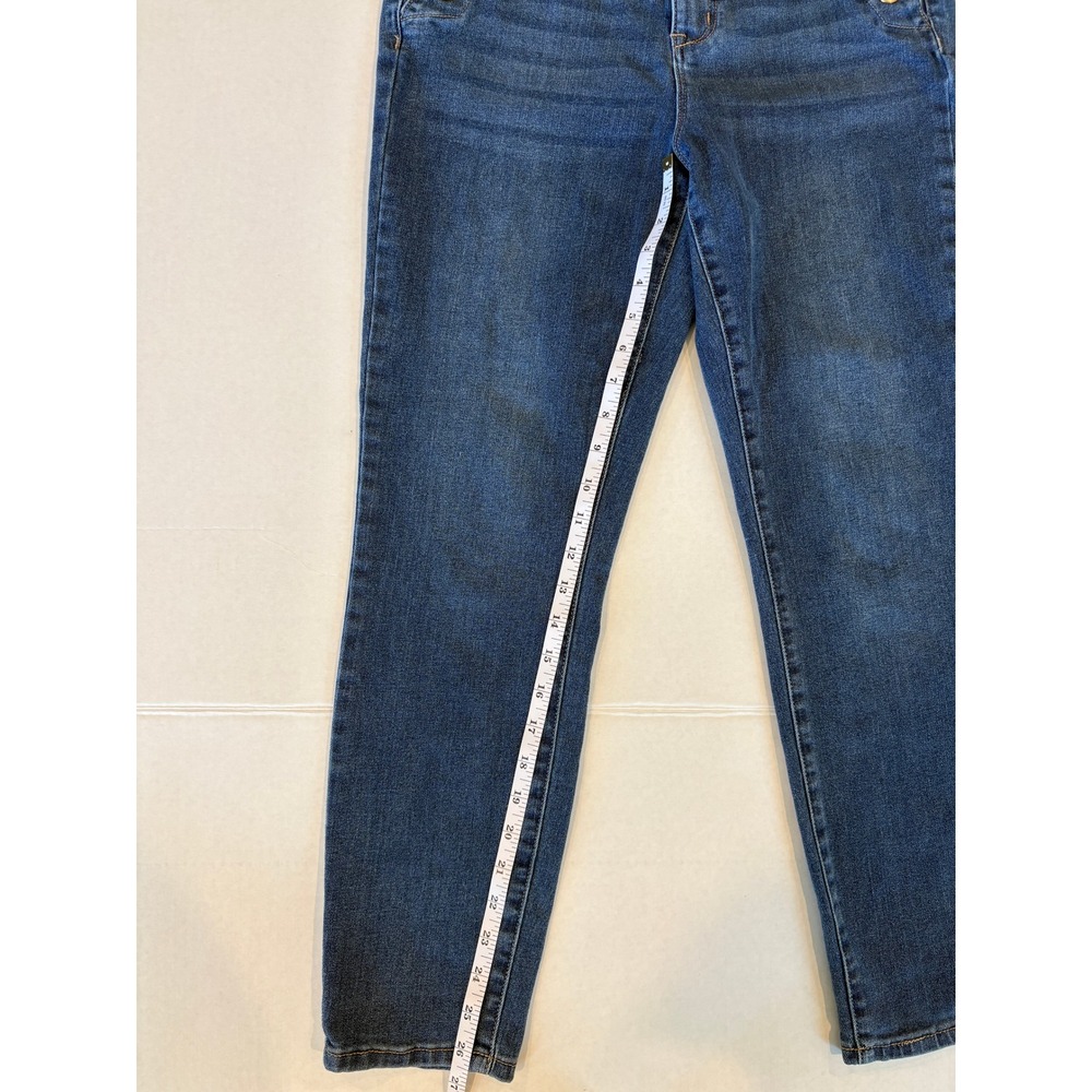 Nanette Lepore Belle High Rise Ankle Skinny Jeans Blue Sailor Button Women 8 - Picture 6 of 7